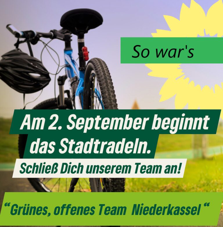 Das ‘Grüne, offene Team’ freut sich über den 10. Platz beim Niederkasseler Stadtradeln