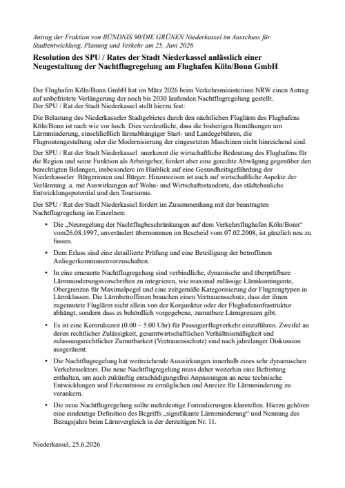 Neues aus dem SPU – Mehrheit beschließt bedenkenlos Entfristung der Uralt-Nachtflugregelung beim FKB